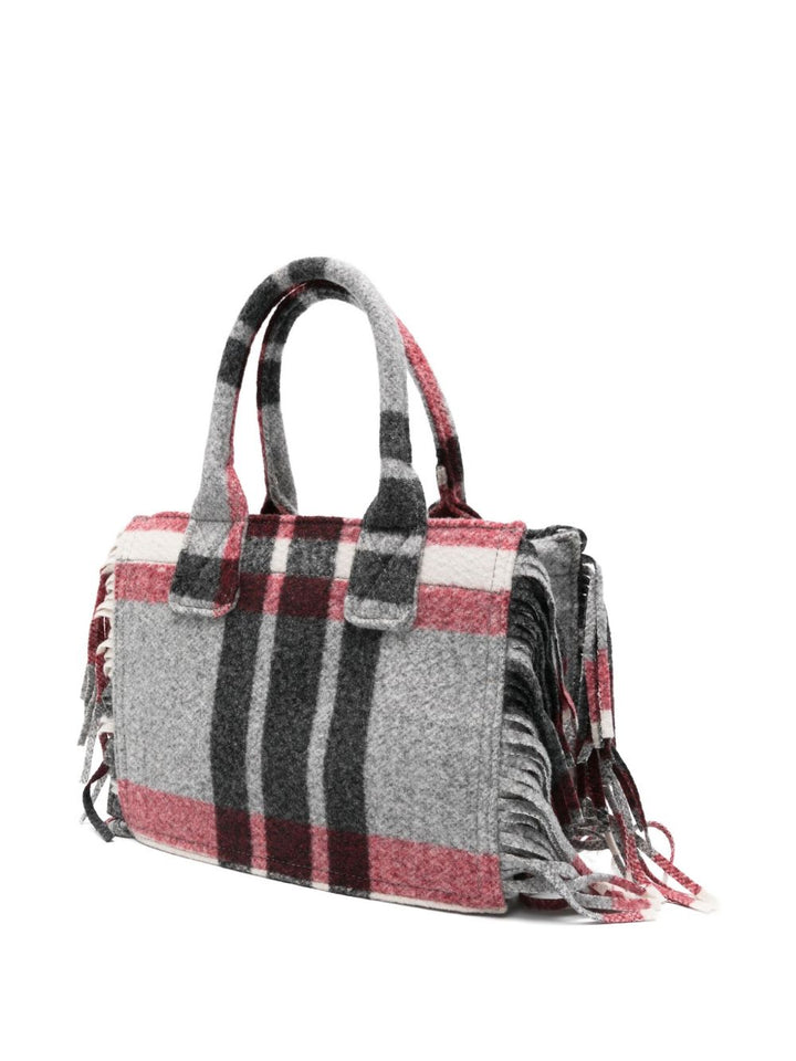 Borsa a tracolla con frange a quadri