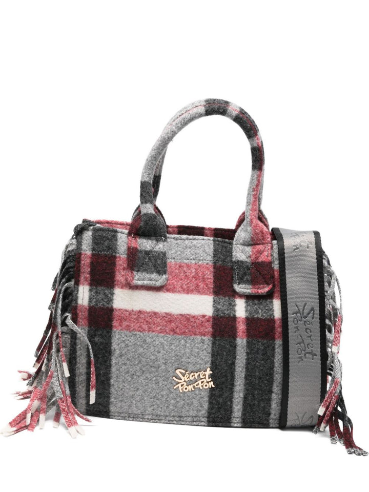 Borsa a tracolla con frange a quadri