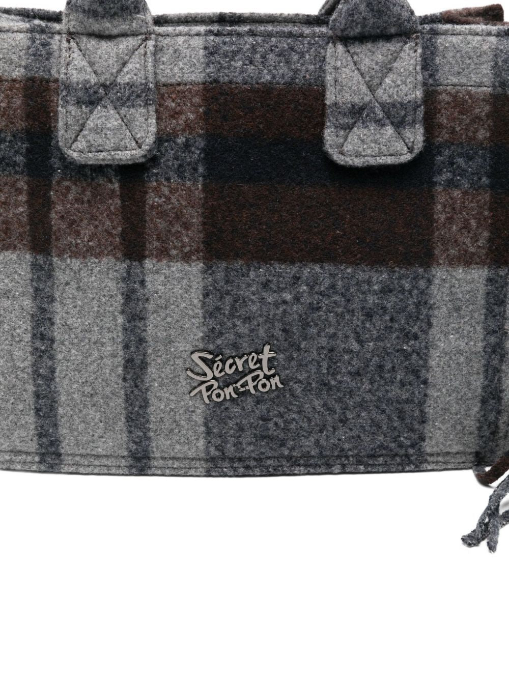 Secret Pon Pon Borsa a tracolla con frange a quadri