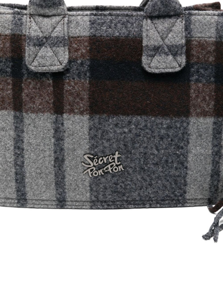 Secret Pon Pon Borsa a tracolla con frange a quadri