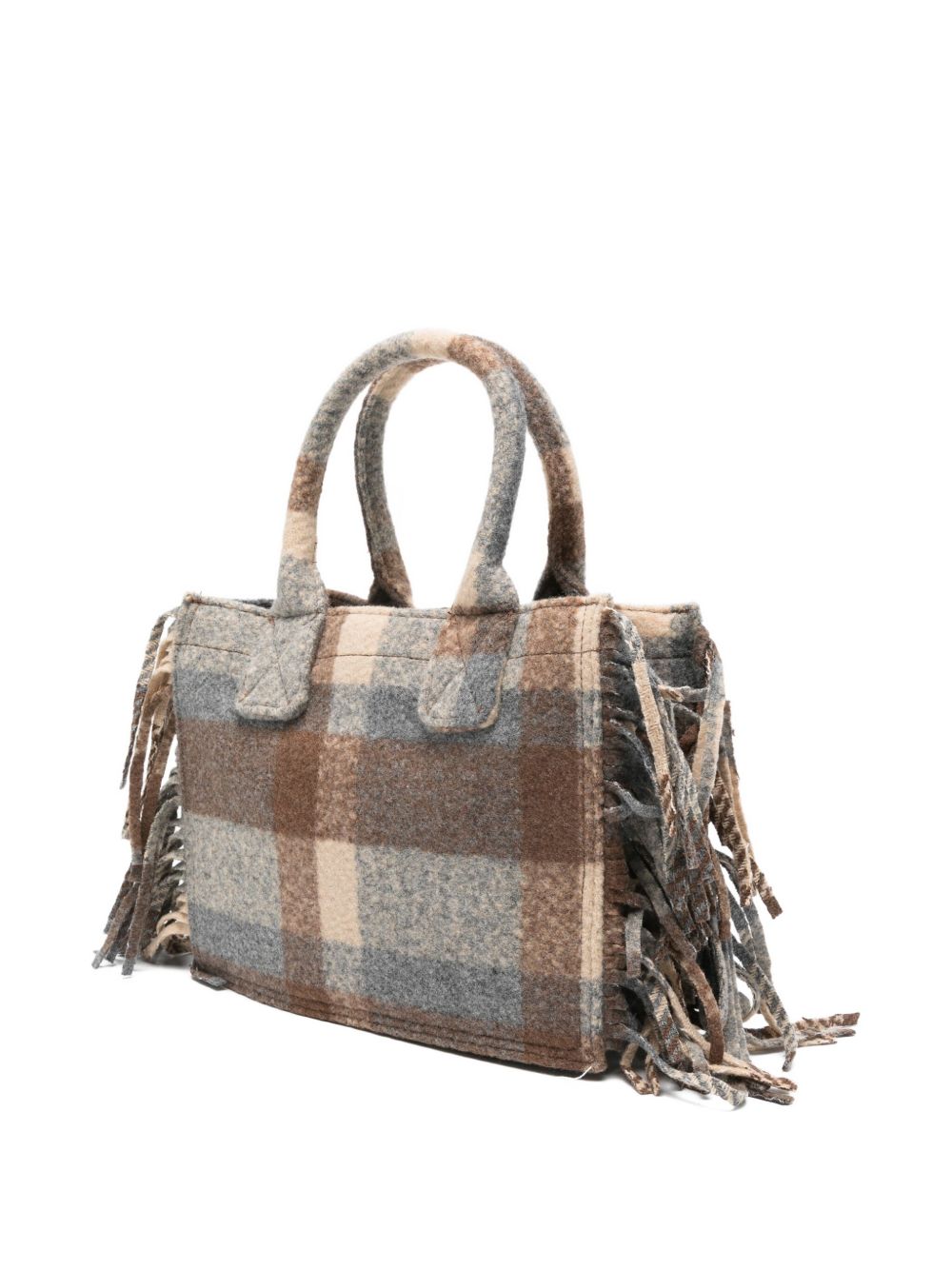 Borsa a tracolla con frange a quadri