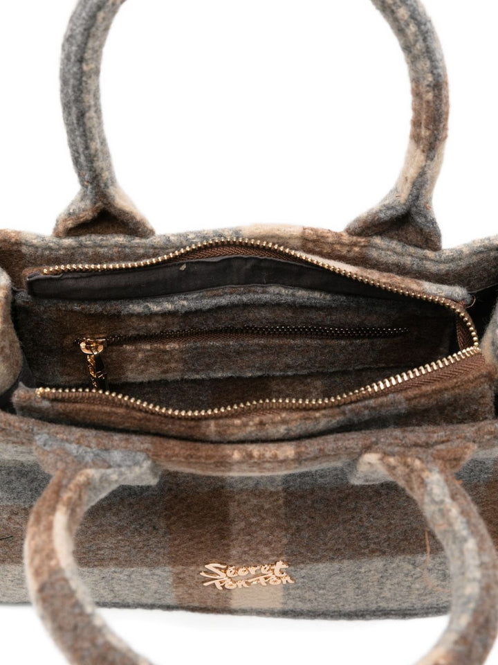 Borsa a tracolla con frange a quadri