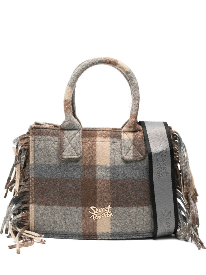 Borsa a tracolla con frange a quadri