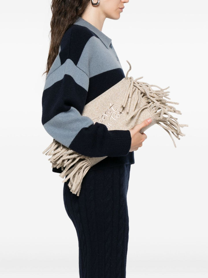 Secret Pon Pon Pochette con frange e logo ricamato