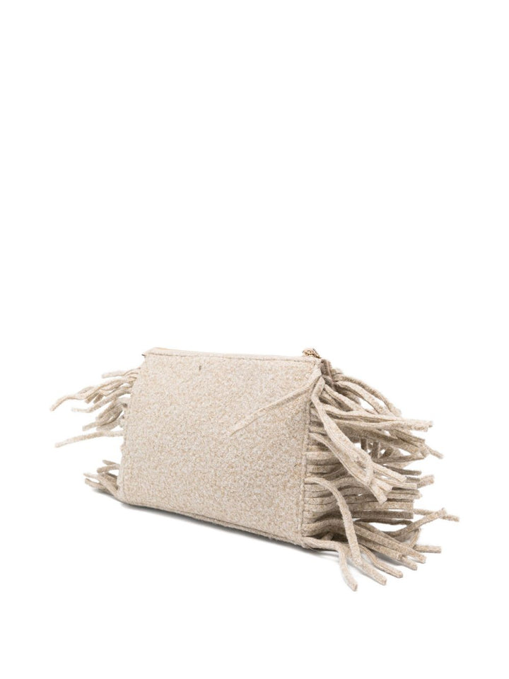 Secret Pon Pon Pochette con frange e logo ricamato