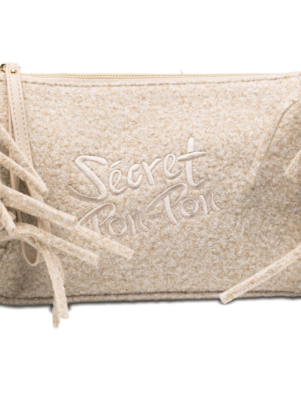 Secret Pon Pon Pochette con frange e logo ricamato