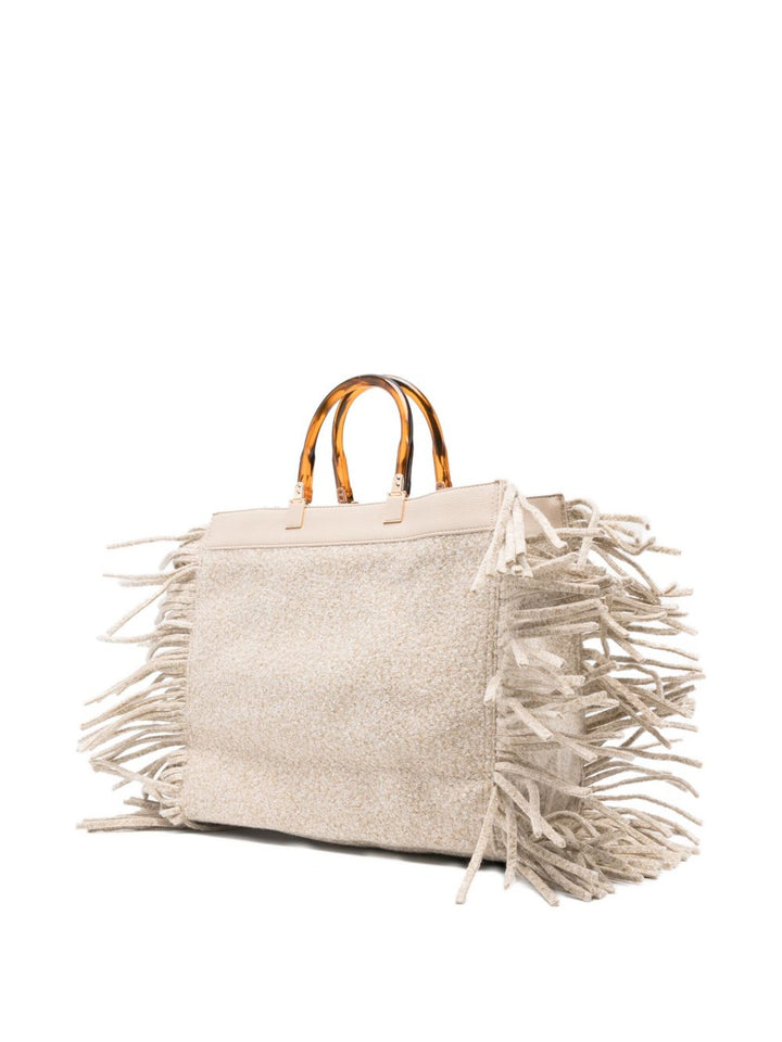 Borsa a tracolla con manici e frange