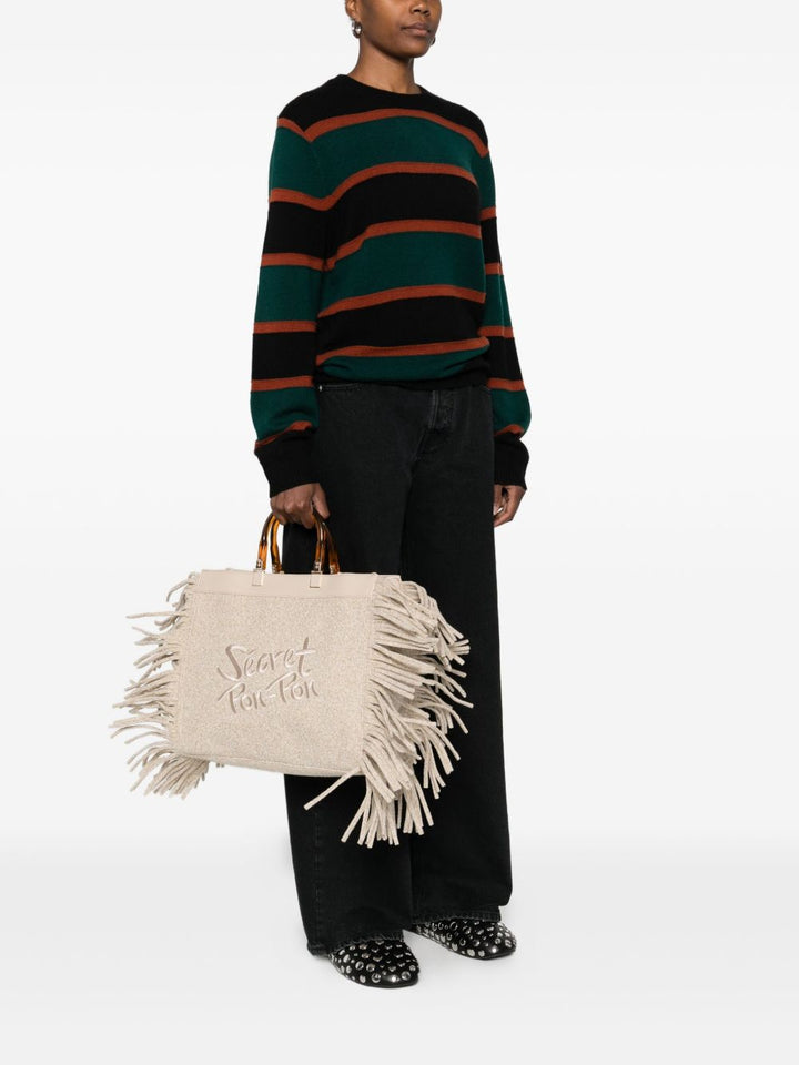 Borsa a tracolla con manici e frange