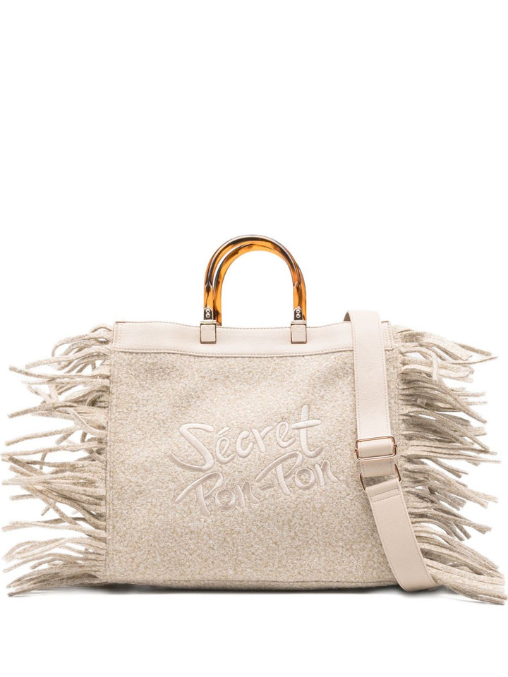 Borsa a tracolla con manici e frange