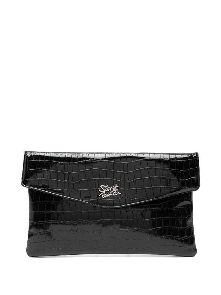 Secret Pon Pon
Pochette con placca logo in coccodrillo goffrato
