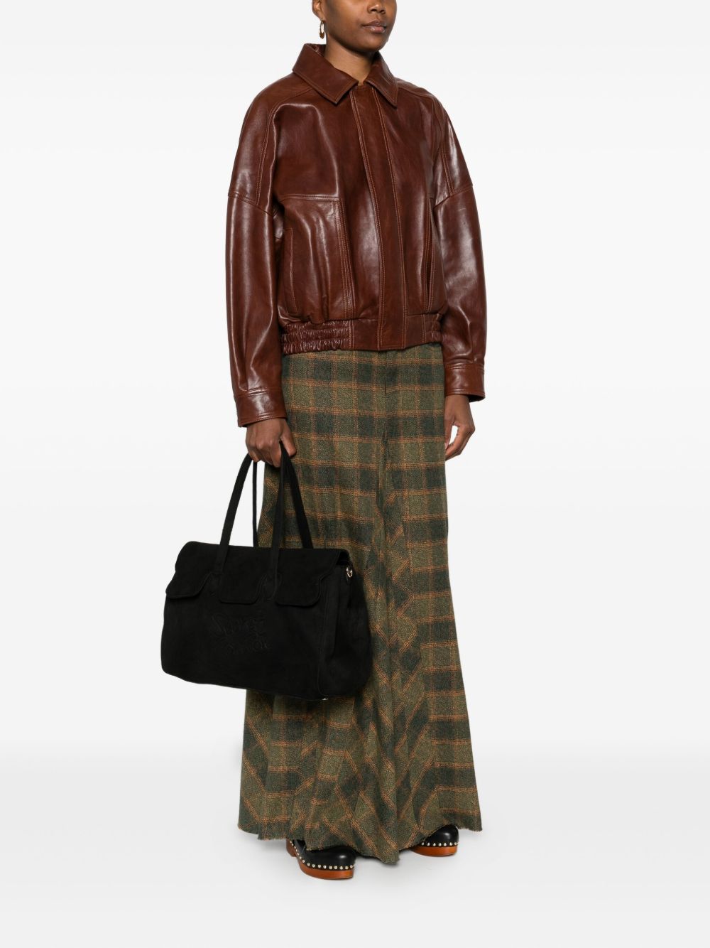 Borsa a tracolla con logo in rilievo