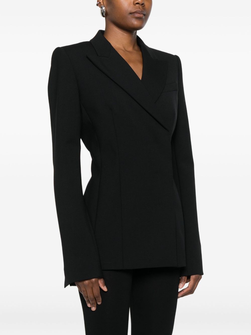 Sportmax
Giacca nera in misto lana con revers a lancia