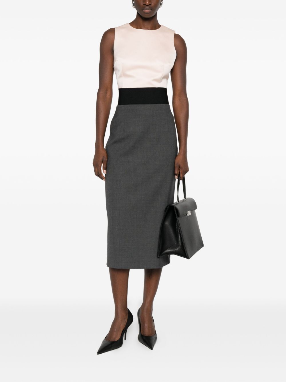 Sportmax gonna con cintura a contrasto