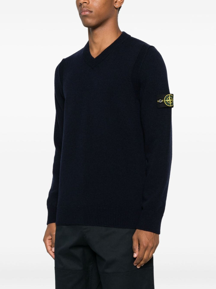 Stone Island Maglione con scollo a V e patch logo
