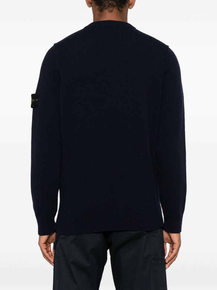 Stone Island Maglione con scollo a V e patch logo