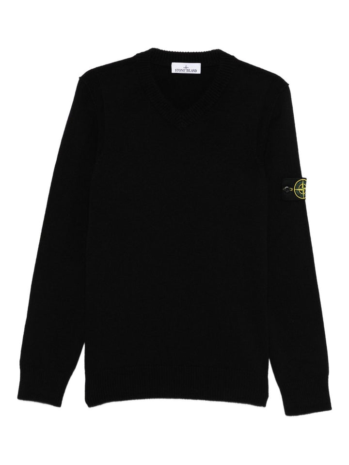 Stone Island Maglione con scollo a V e badge con logo