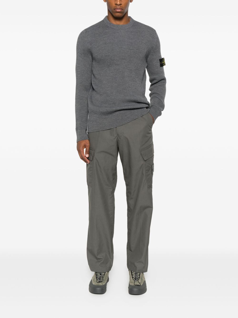 Stone Island Maglione a coste con applicazione