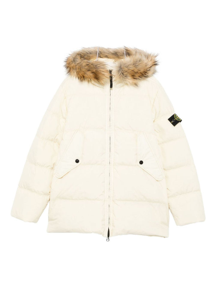 Stone Island Junior Piumino con pelliccia