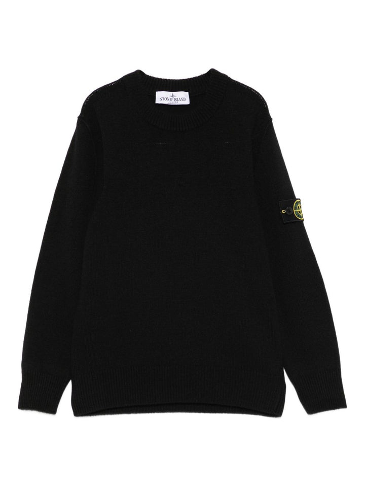 Stone Island Junior logo-patch wool jumper