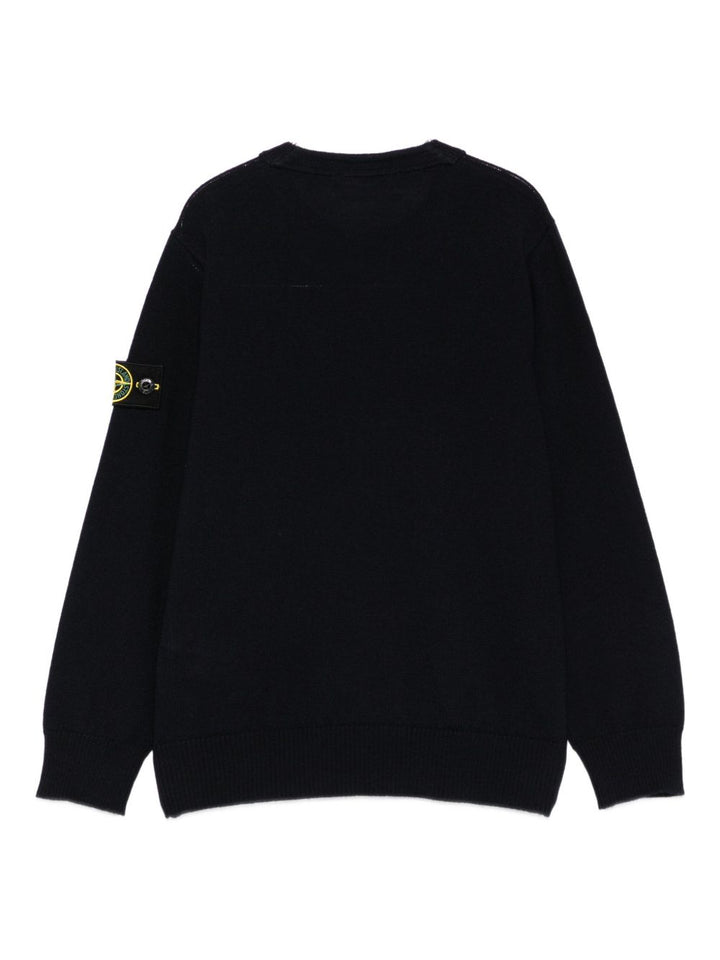 Stone Island Junior Maglione in lana con patch logo