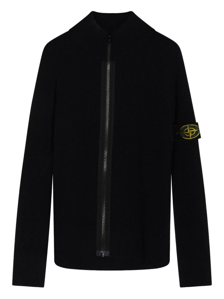 Stone Island Junior Maglione a coste con zip