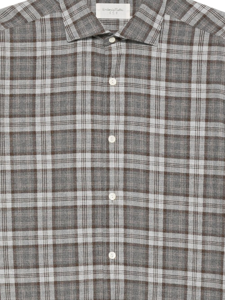 TINTORIA MATTEI Camicia in cotone beige collo francia