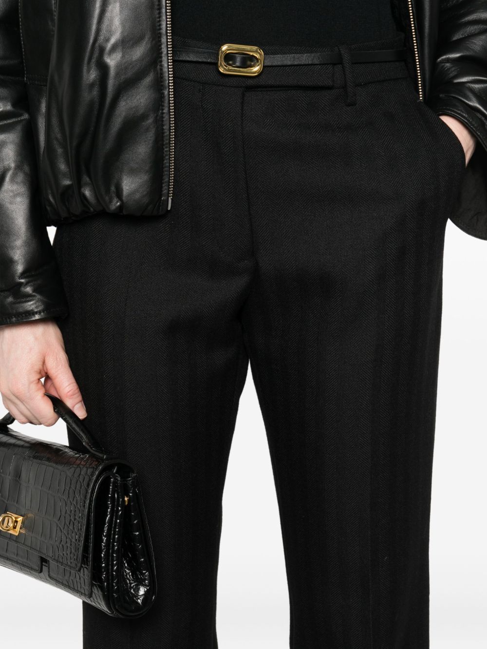 Tom Ford Pantaloni neri in lana vergine con bottoni