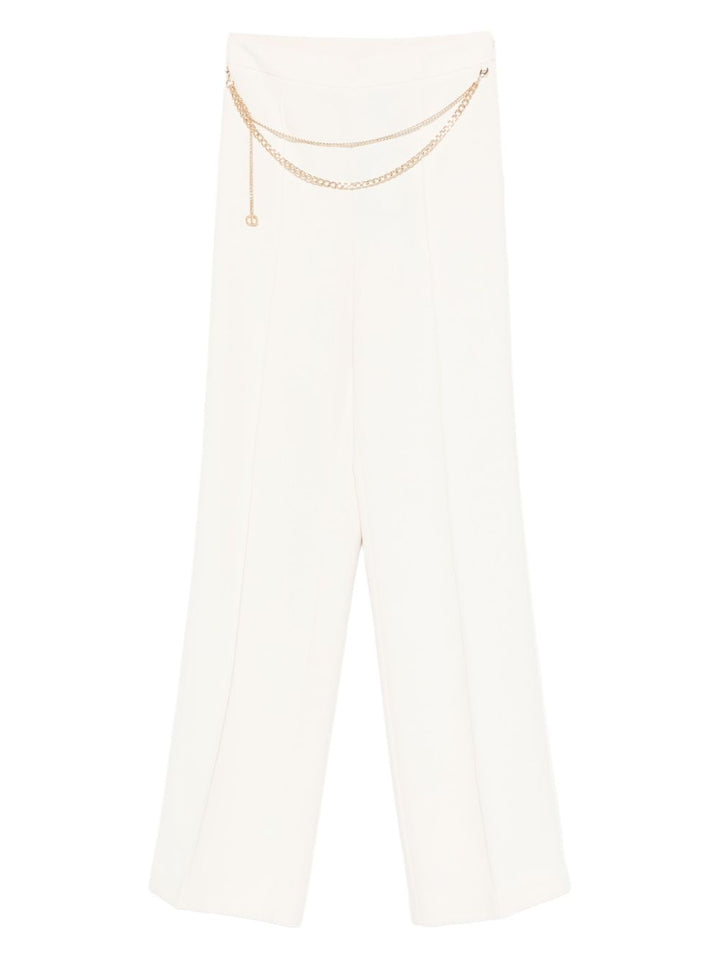 TWINSET Pantalone bianco con catena in vita