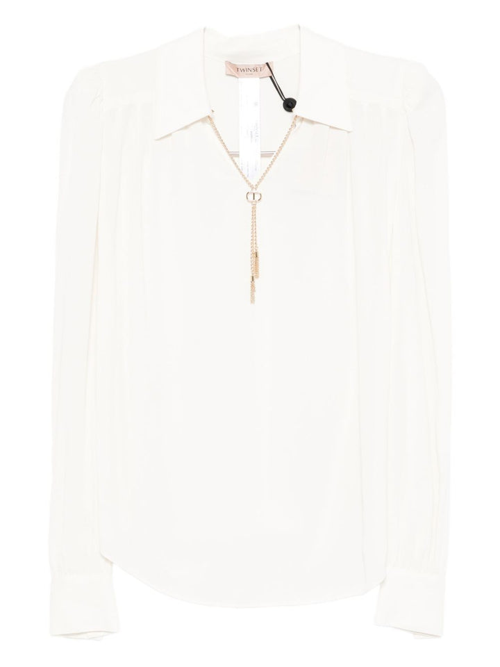 TWINSET chain-embellished polo blouse