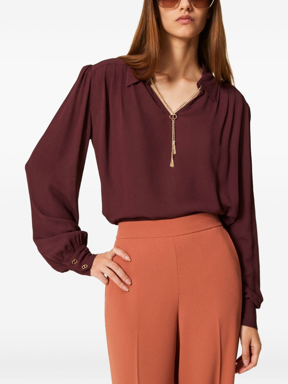 Twinset
Camicia bordeaux con arricciature