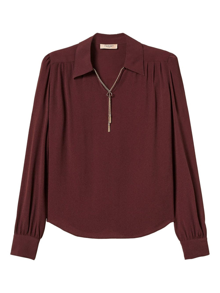 Twinset Camicia bordeaux con arricciature
