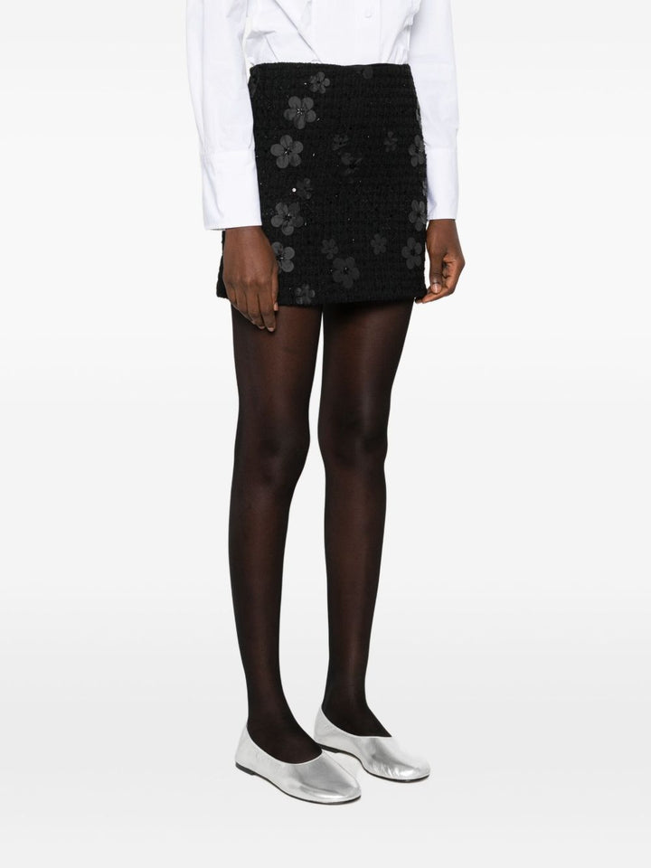 Twinset Gonna nera in bouclé con texture floreale