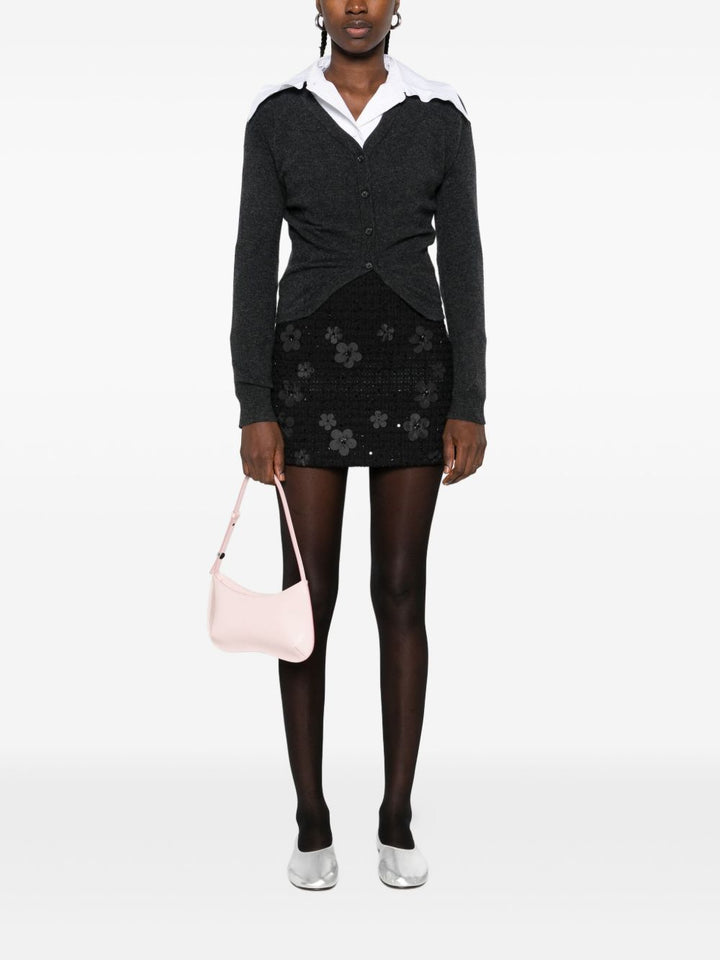 Twinset Gonna nera in bouclé con texture floreale