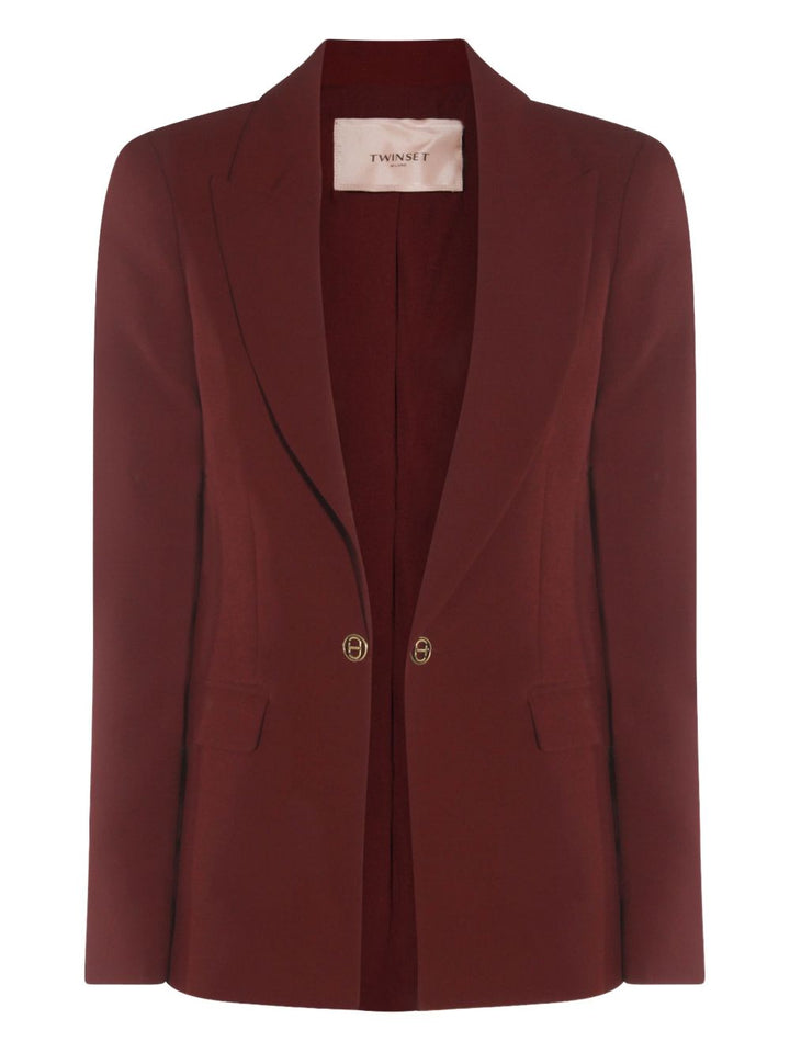 Twinset Giacca bordeaux con revers a lancia