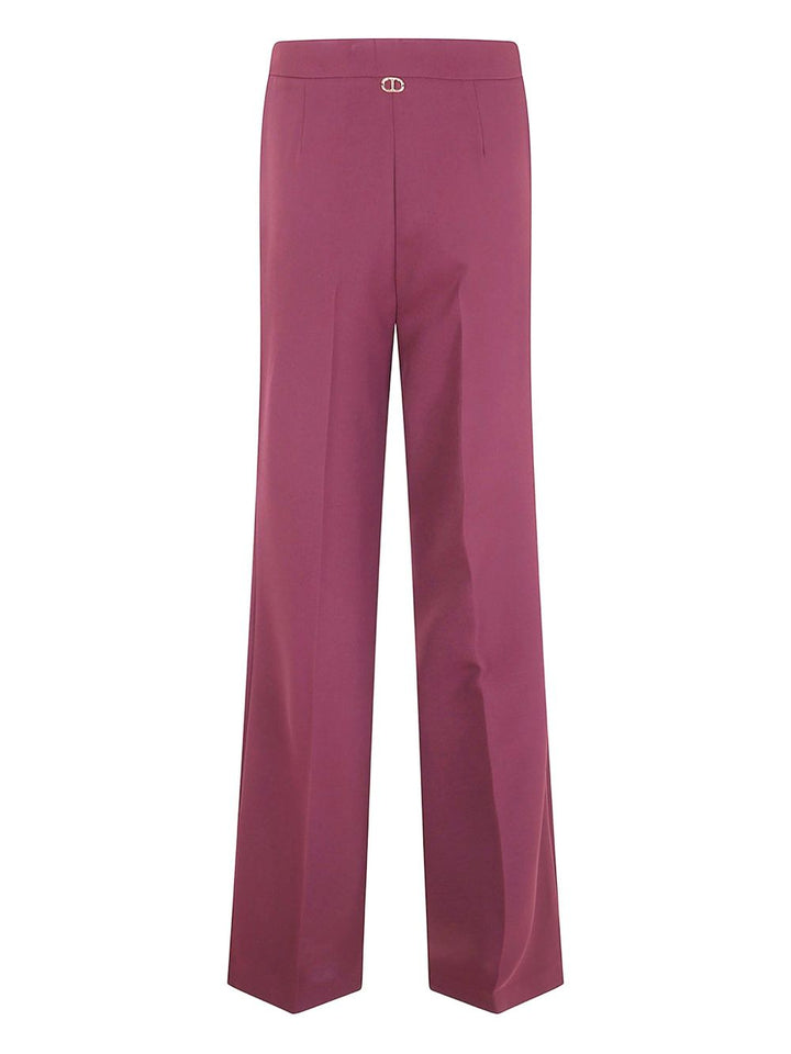 Twinset Pantaloni bordeaux con orlo dritto