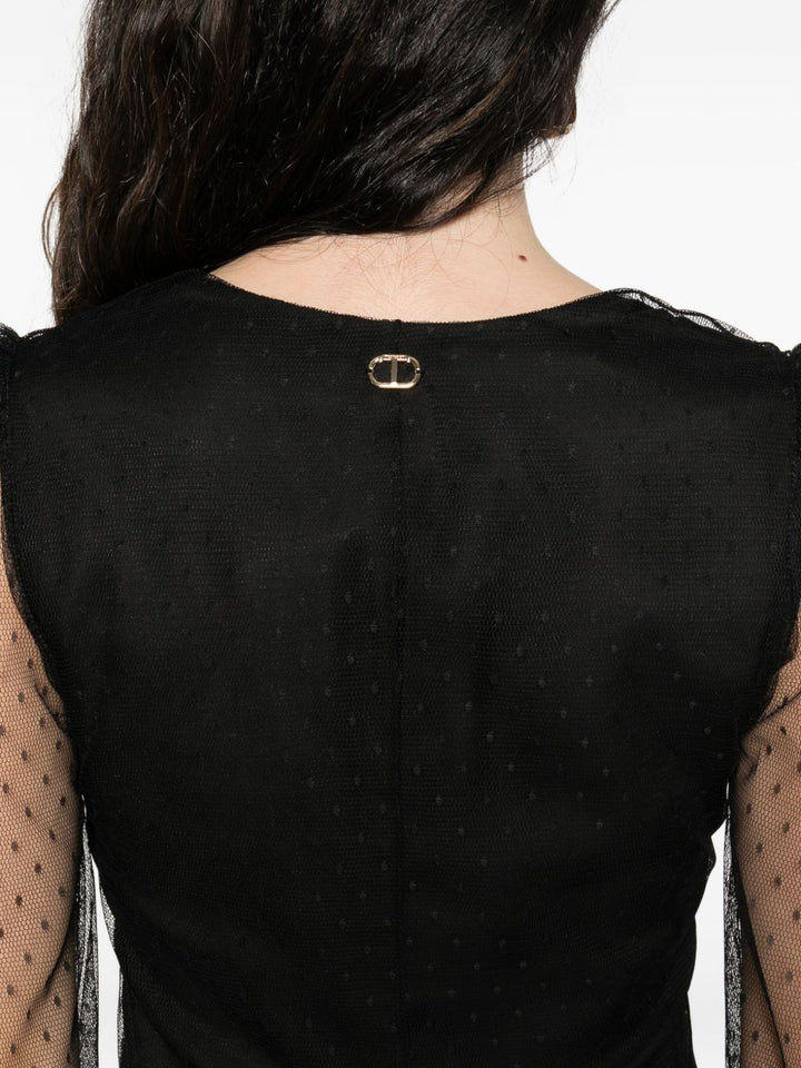 TWINSET Abito corto a pois con maniche a palloncino