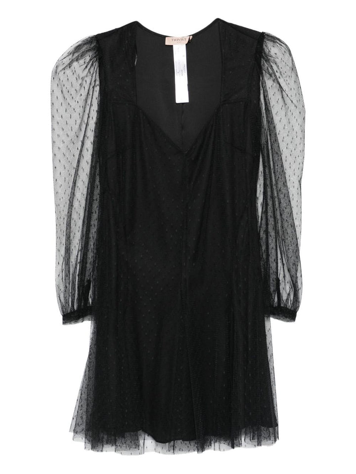 TWINSET Abito corto a pois con maniche a palloncino