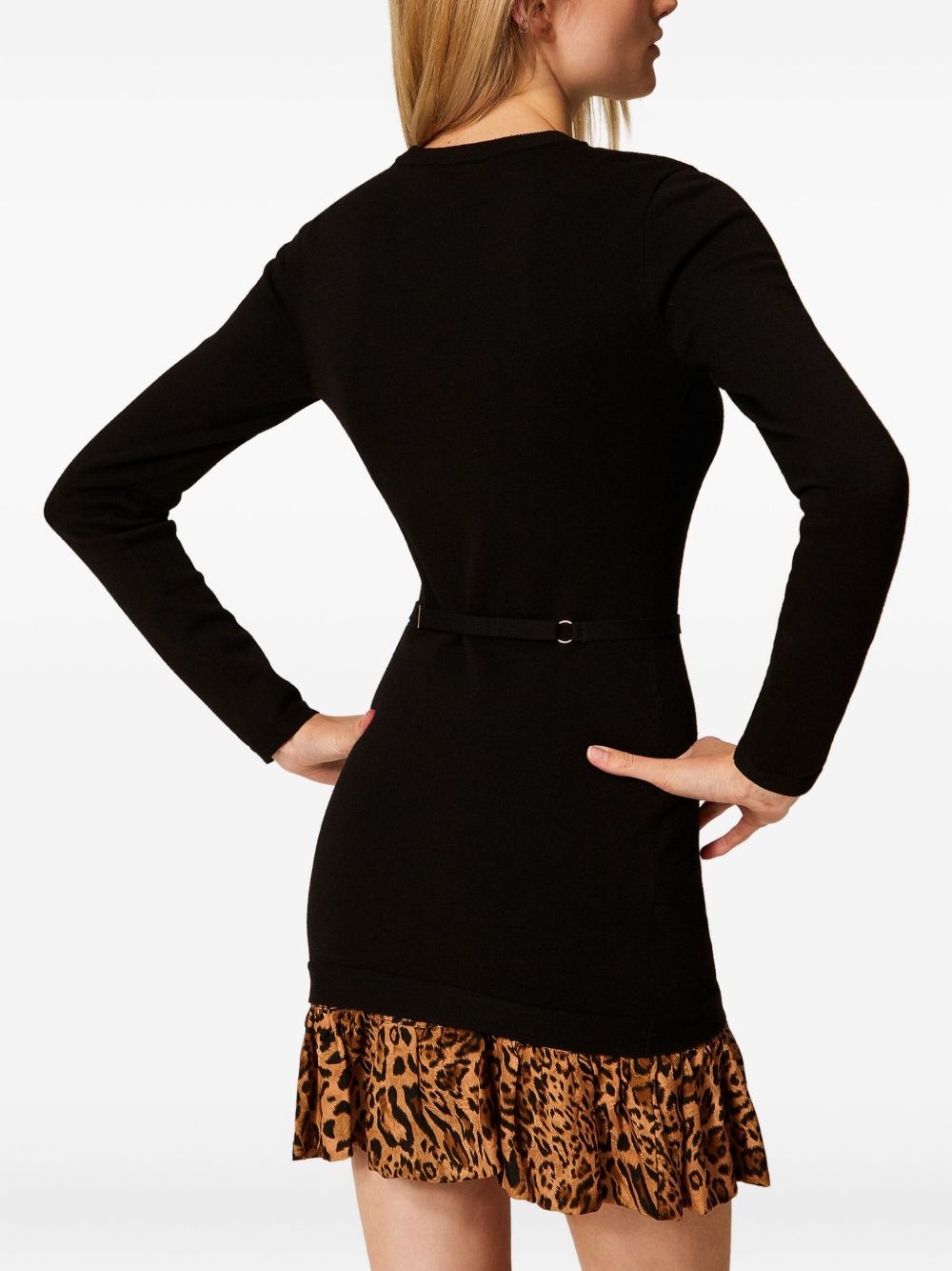 Twinset Abito nero con stampa animalier