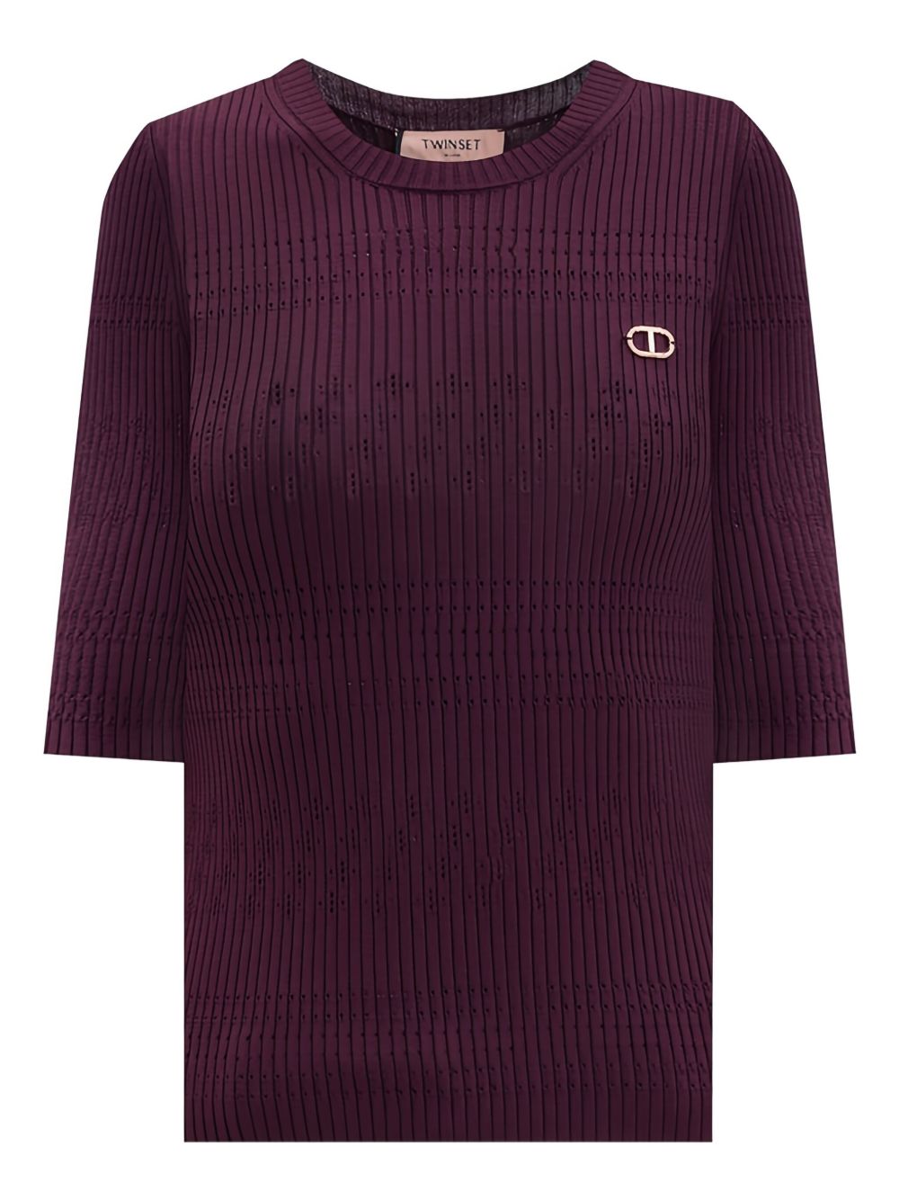 Twinset T-shirt color melanzana in maglia