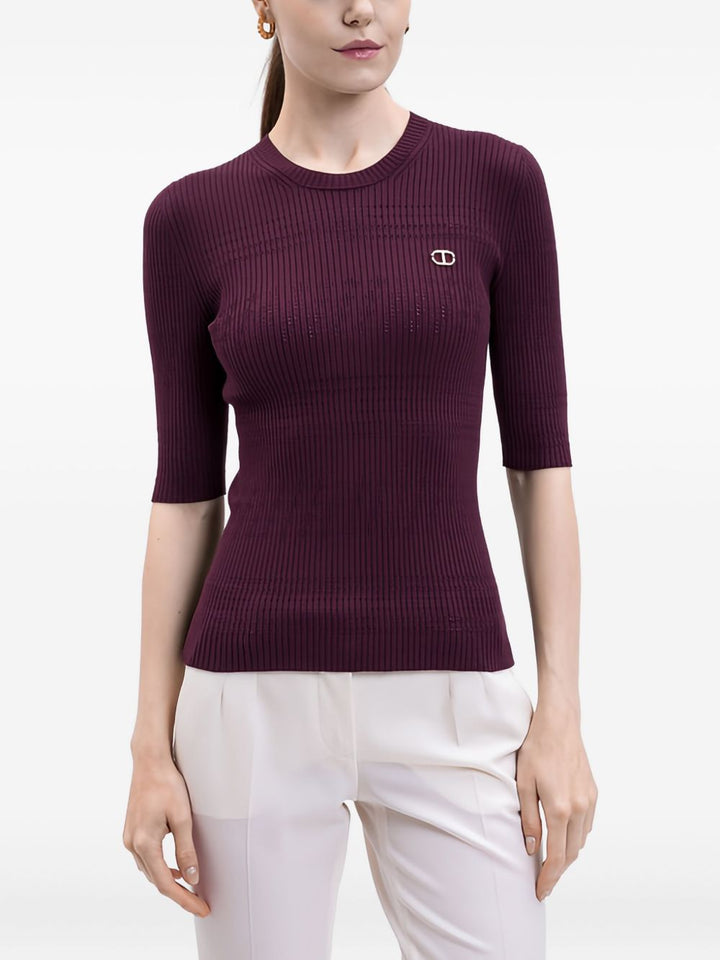 Twinset T-shirt color melanzana in maglia
