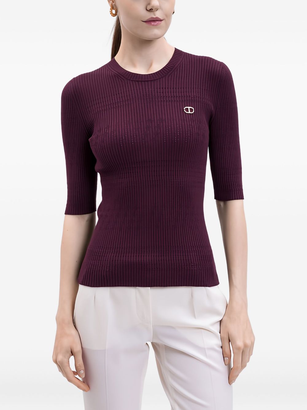 Twinset
T-shirt color melanzana in maglia