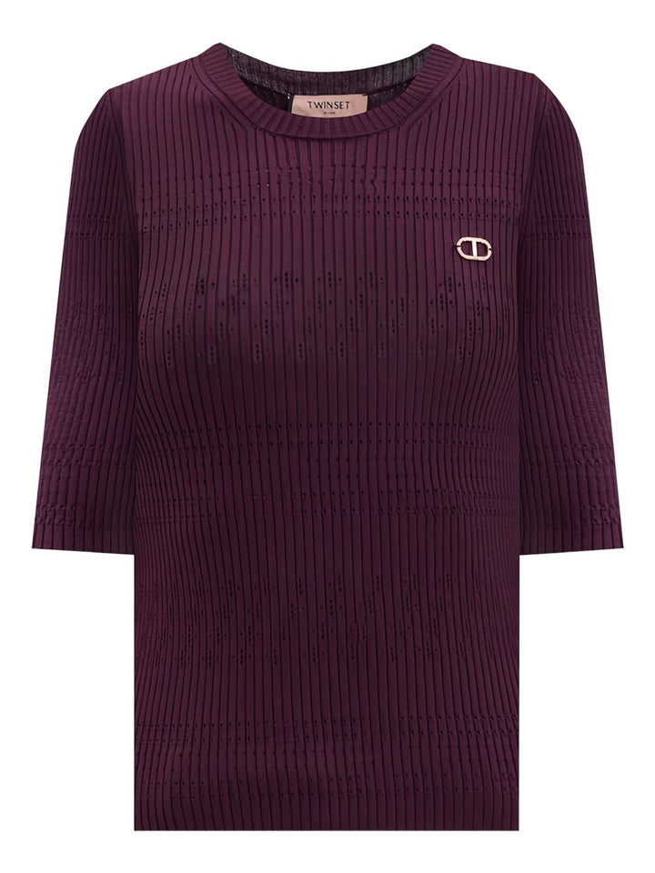 Twinset
T-shirt color melanzana in maglia