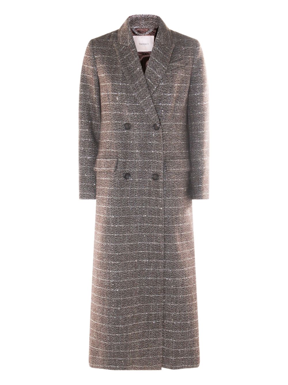TWINSET Cappotto doppiopetto a spina di pesce