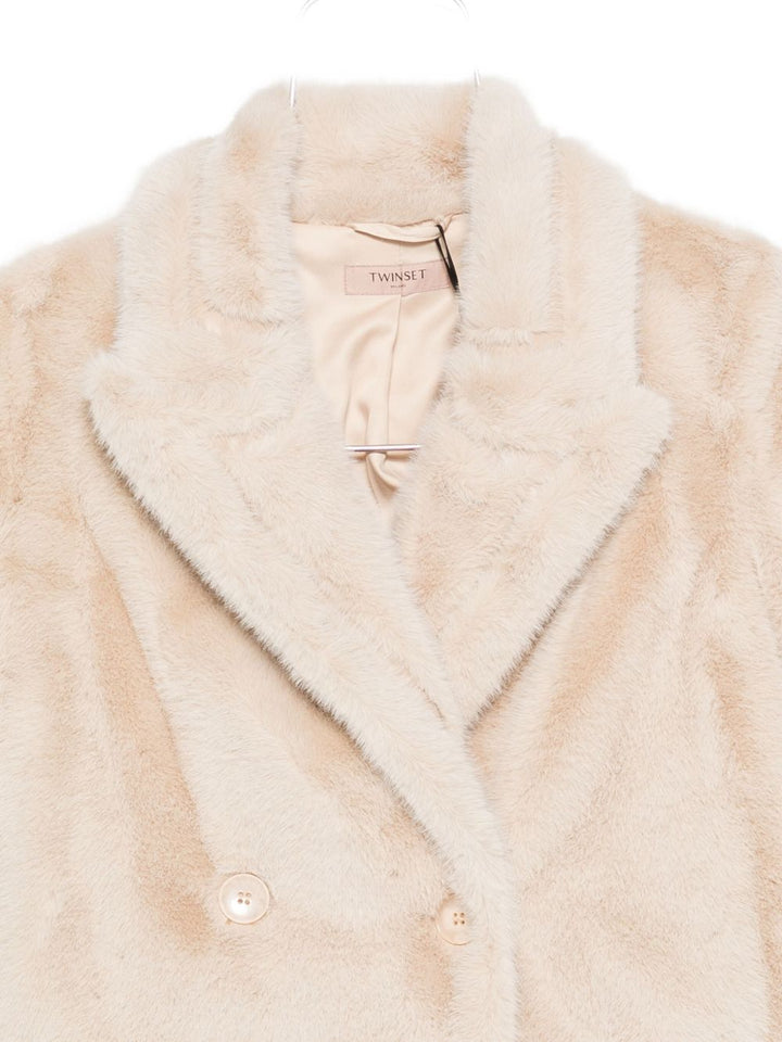 TWINSET Cappotto doppiopetto in pelliccia sintetica