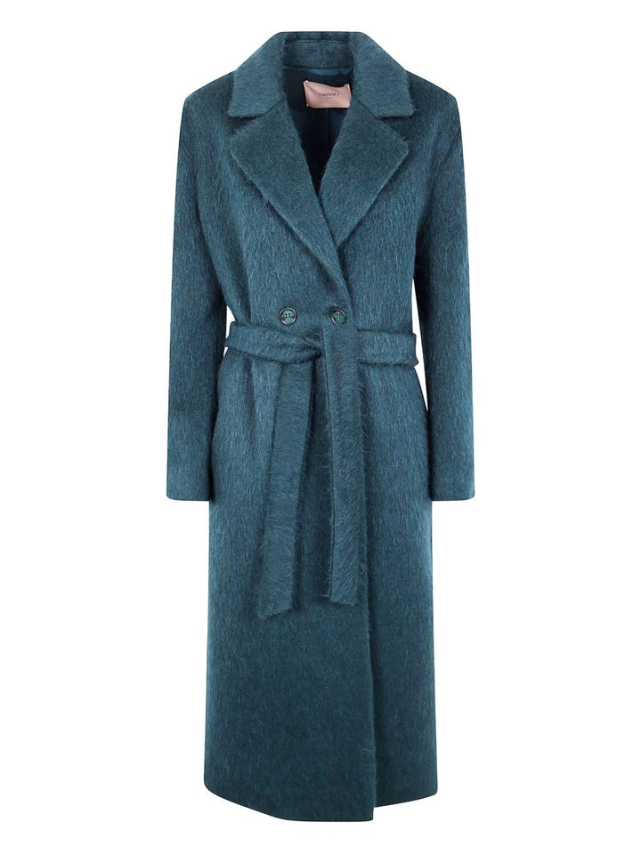Twinset Cappotto verde doppiopetto