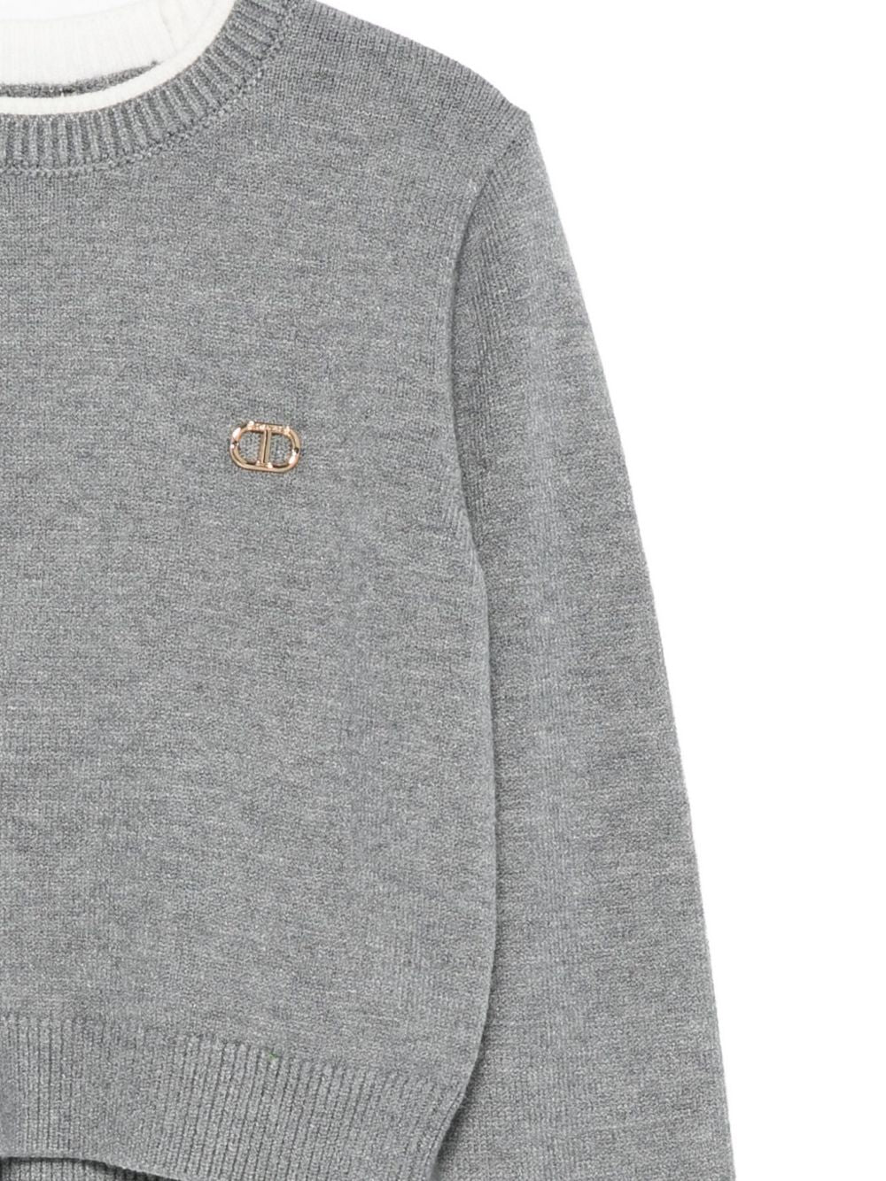 Sweater Grigio con Logo Oro TWINSET KIDS