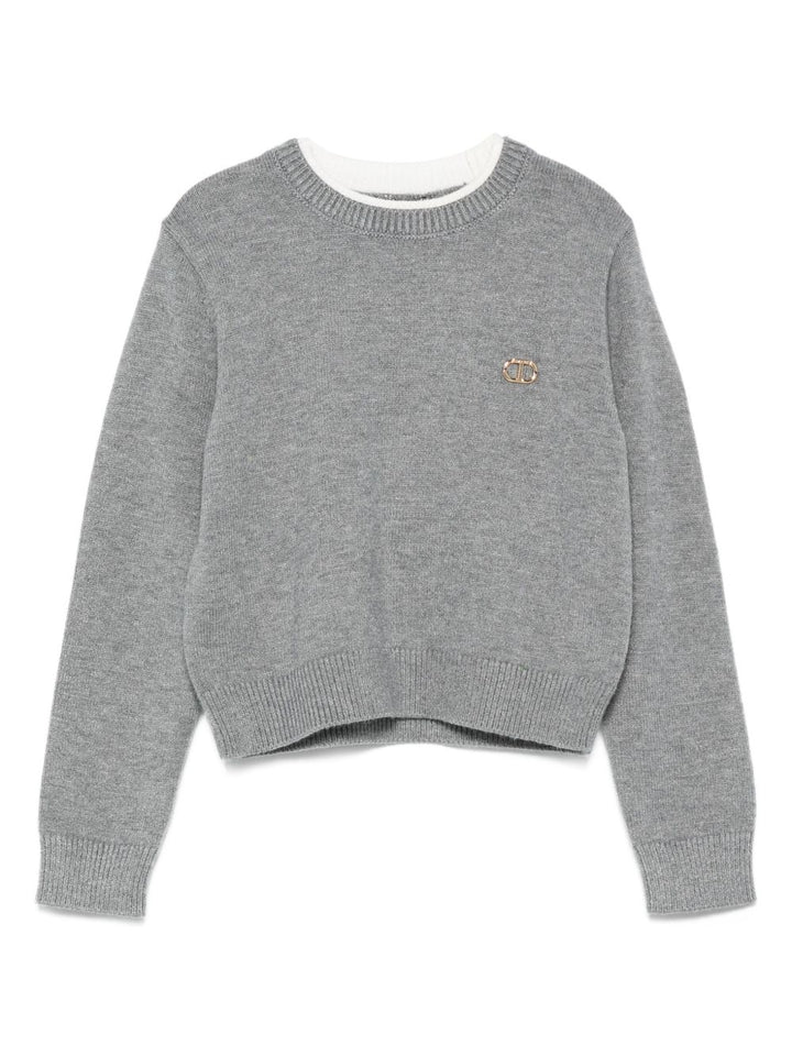 Sweater Grigio con Logo Oro TWINSET KIDS