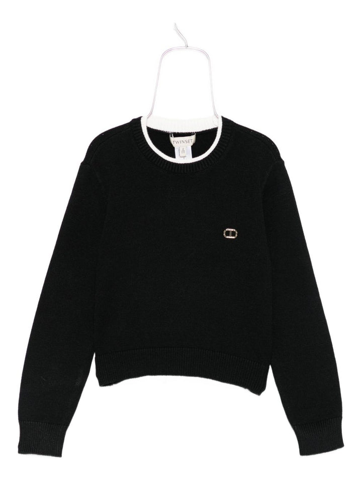 TWINSET Kids Maglione girocollo con placca logo