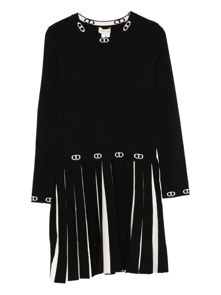 TWINSET Kids Abito con logo e orlo plissettato