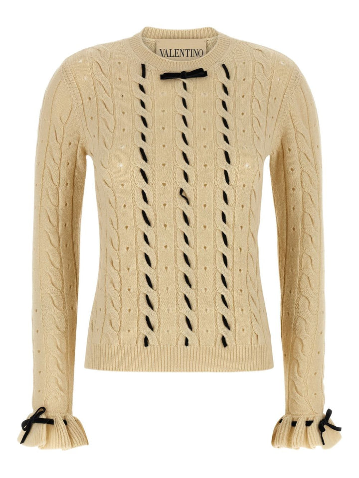 Valentino Garavani Maglia a trecce beige